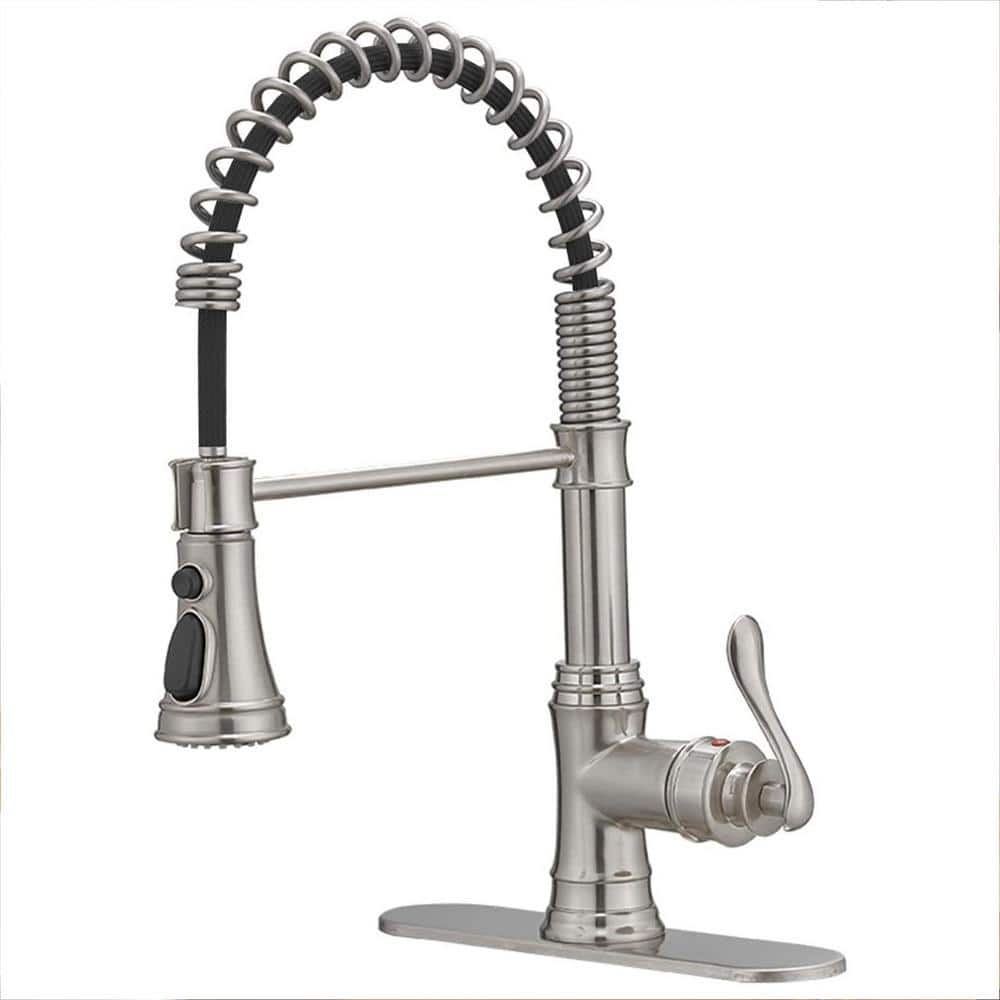 Brushed Nickel Single-Handle Pull-Down Sprayer Kitchen Faucet
