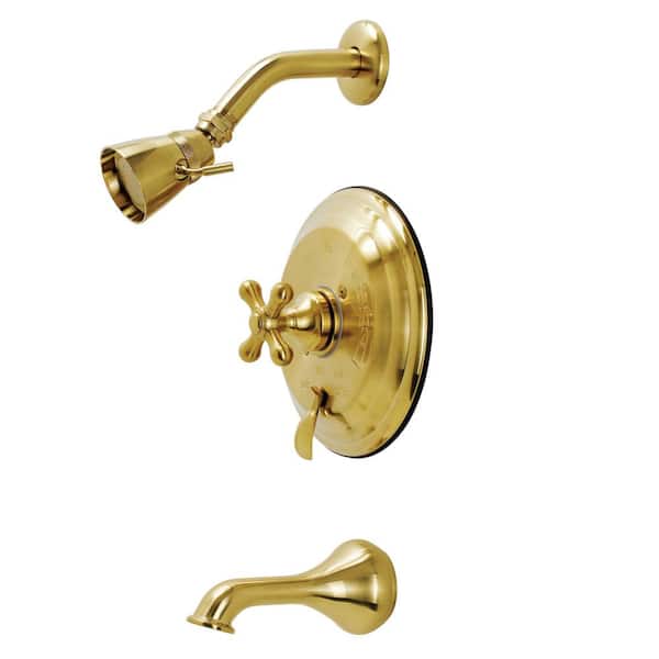 Kingston Brass Restoration Single Handle 1-Spray Tub and Shower Faucet 1.8 GPM with Corrosion Resistant in. Brushed Brass