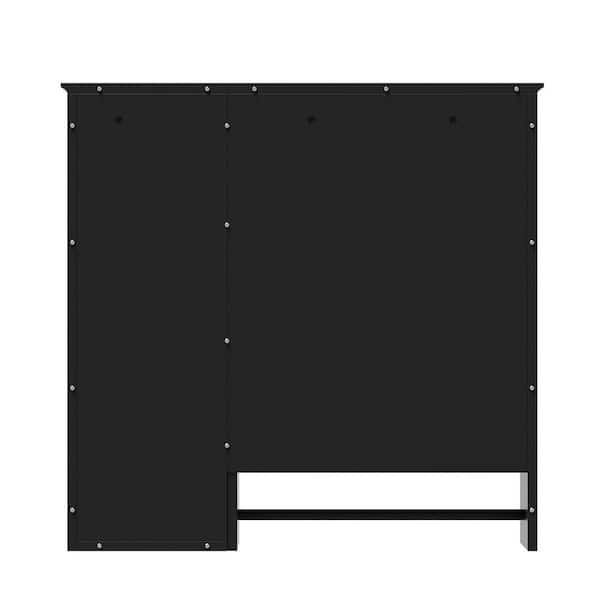 FAMYYT 29 in. W x 28 in. H Black Rectangular Surface Mount Medicine Cabinet with Mirror, Adjustable Shelves