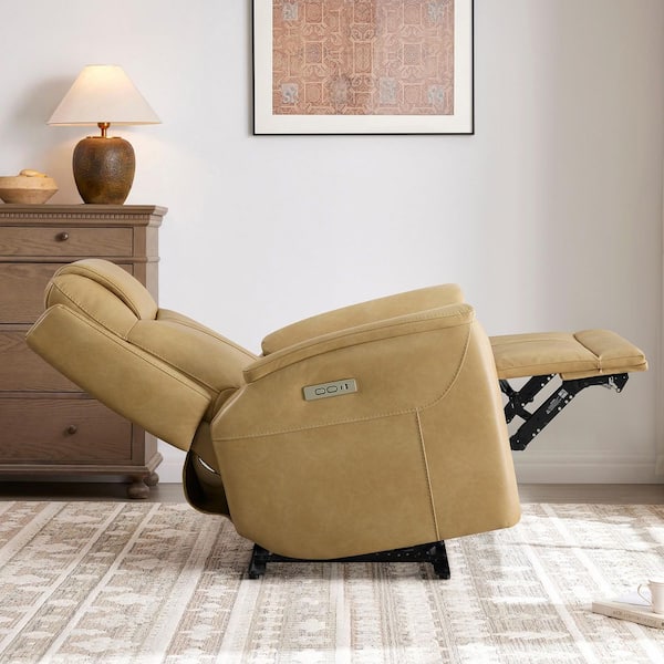 Spruce & Spring Zeke Tan Faux Leather Zero Gravity Power Recliner