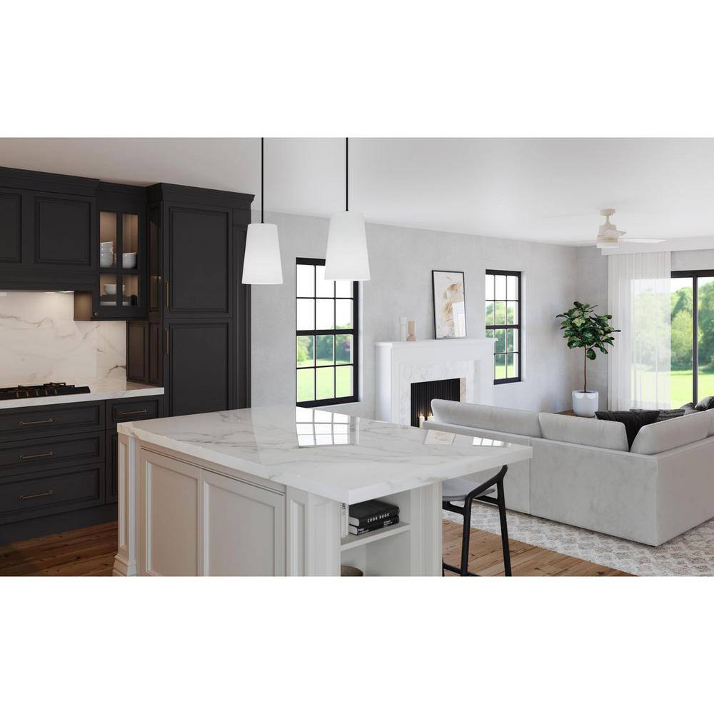 Clarion Matte Black Glass Pendant Light with Etched Shade