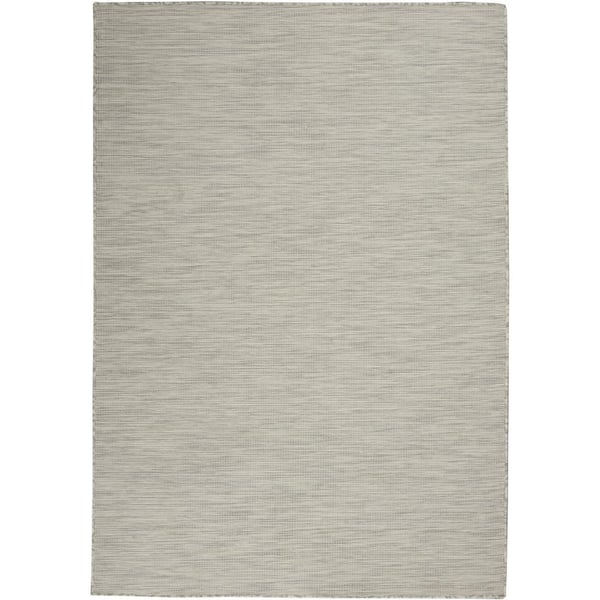 Nourison Positano Light Grey 5 ft. x 7 ft. Solid Modern Indoor/Outdoor ...