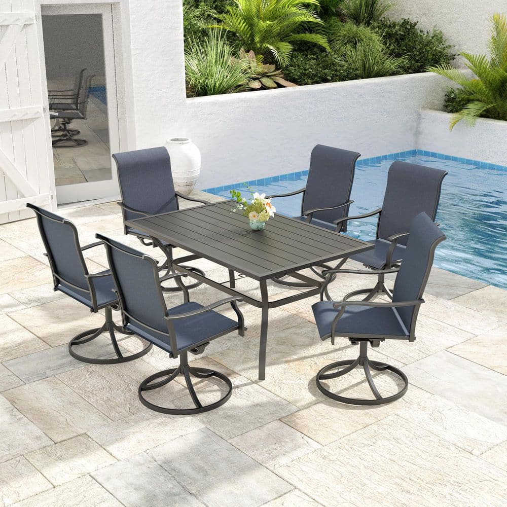 7-Piece 60 in. Rectangle Patio Dining Sets with Swivel Chairs price history on PriceWatchPro