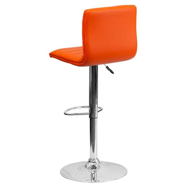 Flash Furniture Adjustable Height Orange Cushioned Bar Stool