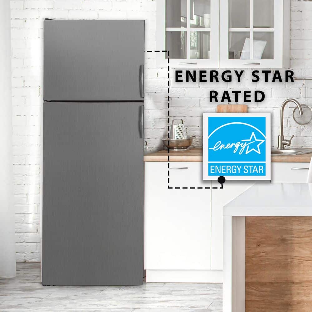 Equator Stainless Steel Energy Star Refrigerator-Freezer with Adjustable Shelves
