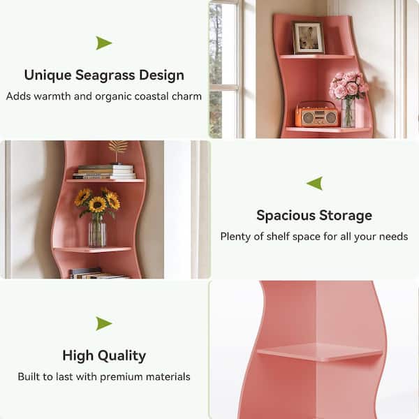 TRIBESIGNS WAY TO ORIGIN Modern 70 in. Tall Pink Wood 5-Shelf