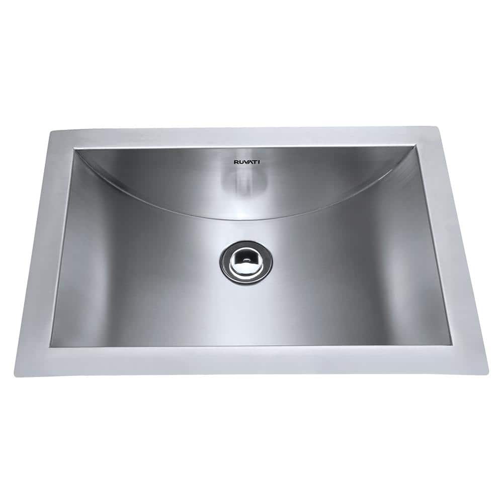 Brushed Stainless Steel Rectangular Undermount Bathroom Sink