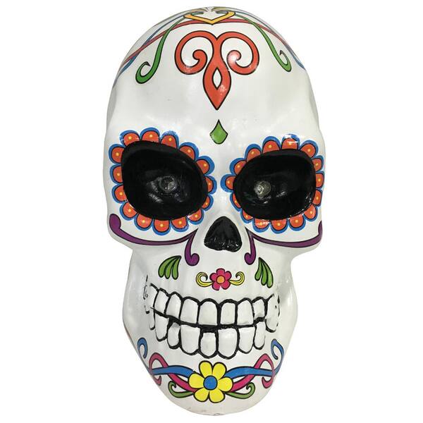 Home Accents Holiday 10 in. Halloween Day of the Dead Lighted Skull