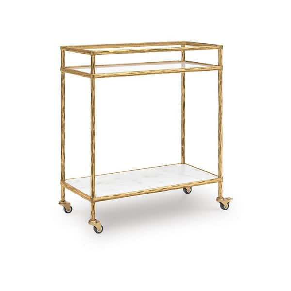 Signature DESIGN BY ASHLEY Plattfield Gold Bar Cart with Shelf