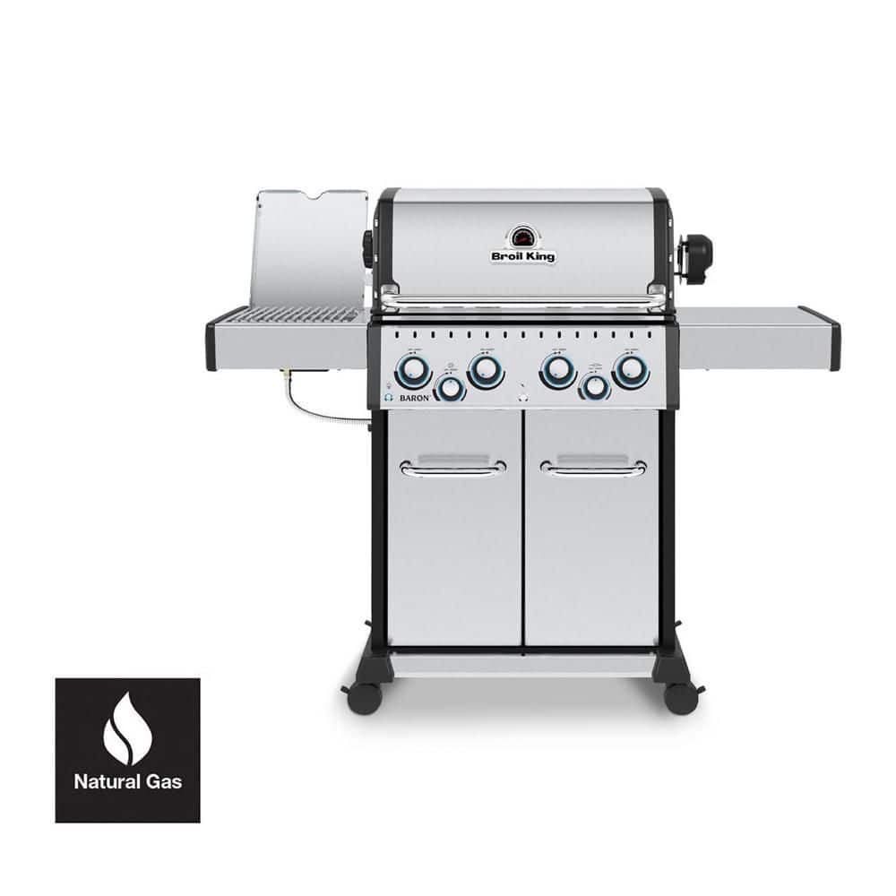 Baron S 490 Pro IR 4-Burner Natural Gas Grill in Stainless Steel with Infra