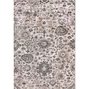 Riley 9 ft. X 12 ft. Grey/Beige Floral Indoor Area Rug