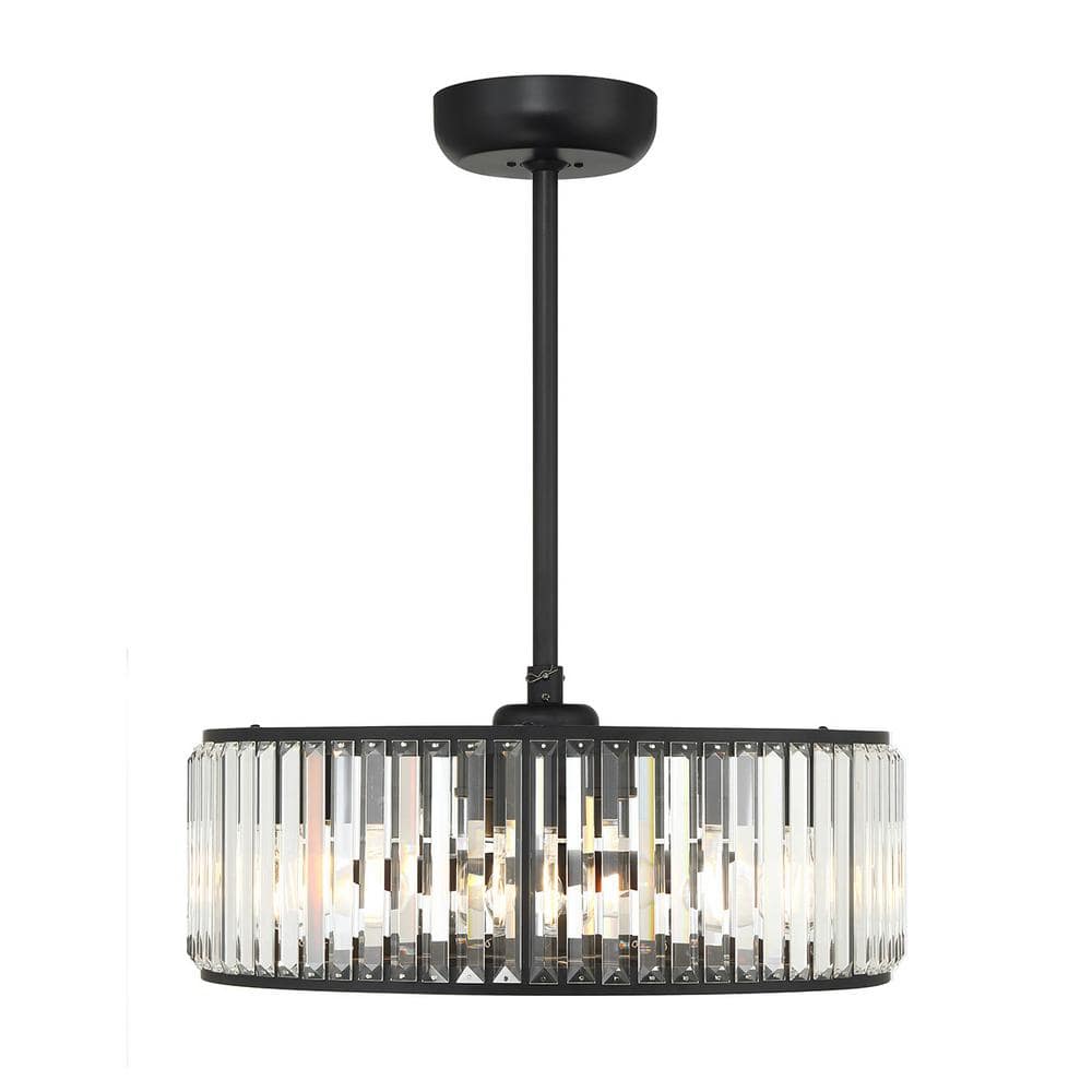 Janus 23 in. W 5-Light Indoor Matte Black Ceiling Fan D'Lier with Crystal Glass Shade, Bulbs and Remote Control Included price history on PriceWatchPro