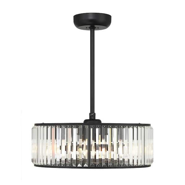 Savoy House Janus 23 in. W 5-Light Indoor Matte Black Ceiling Fan D'Lier with Crystal Glass Shade, Bulbs and Remote Control Included
