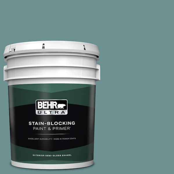 BEHR ULTRA 5 gal. #500F-6 Hallowed Hush Semi-Gloss Enamel Exterior Paint & Primer