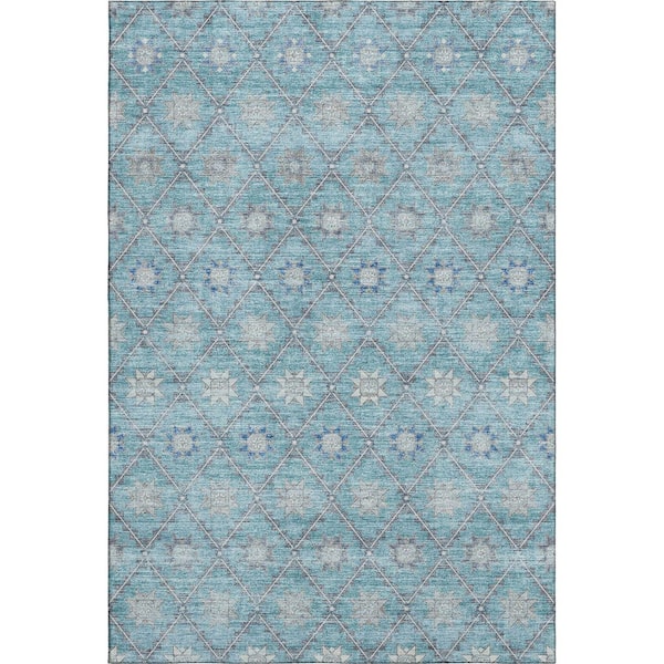 Mayfield Premium Machine Washable Abstract AMF1858 Teal 10 ft. x 14 ft. Area Rug
