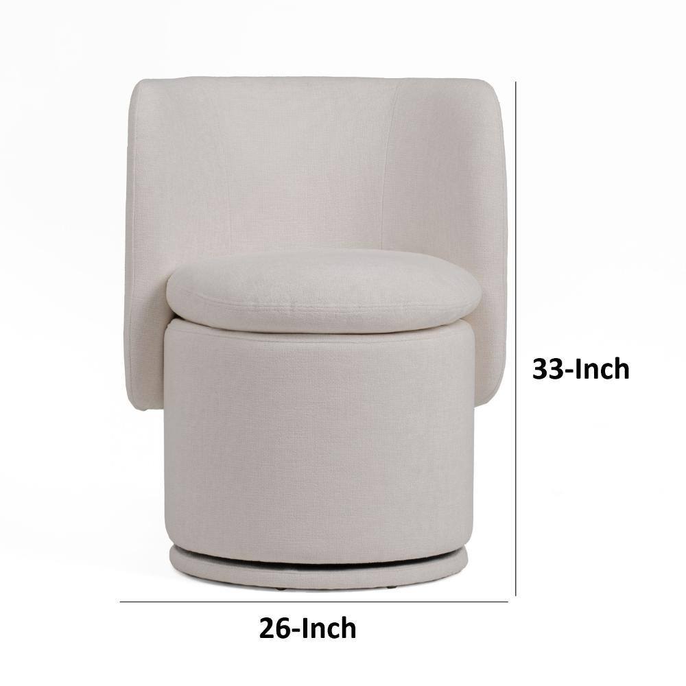 Ivory Upholstered Swivel Side Chair with Metal Legs