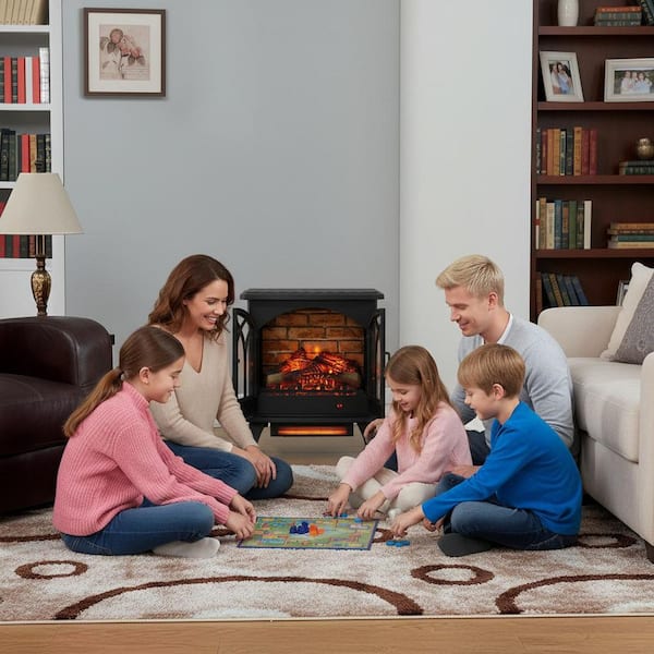 23.7 in. 1500-Watt Black 5000 BTU Freestanding Electric Fireplace Utility Convection Infrared Space Heater with Remote