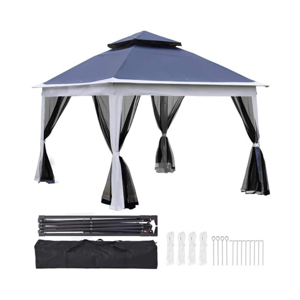 Itopfox Ft X Ft Outdoor Steel Pop Up Gazebo Canopy With Removable Zipper Mesh Net Side