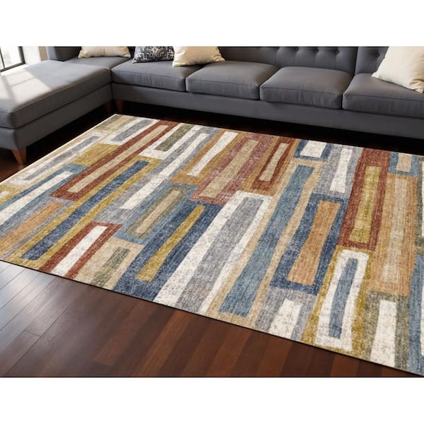 Beige  8 X 10 ft. Woven Geometric Rectangle Indoor Area Rug