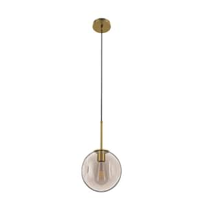 7.87 in. 1-Light Modern Globe Pendant Light Adjustable Art Hanging Ceiling Lightwith Blown Glass Shade