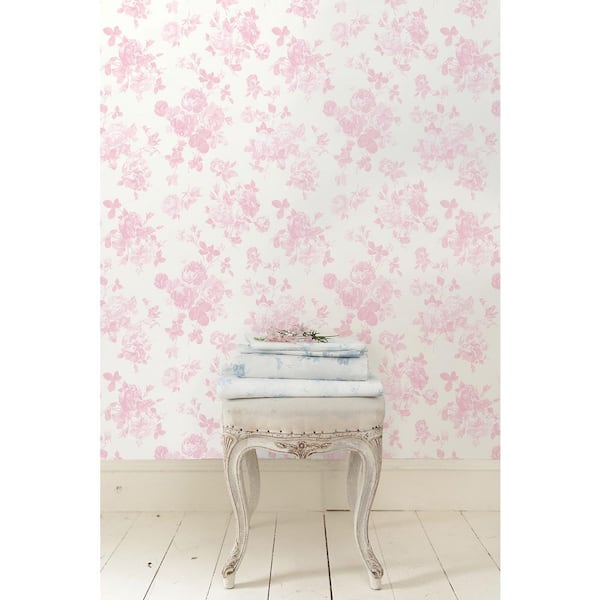 Everblooming Rosettes Pink Jam Cabbage Rose Bouquets Wallpaper Sample