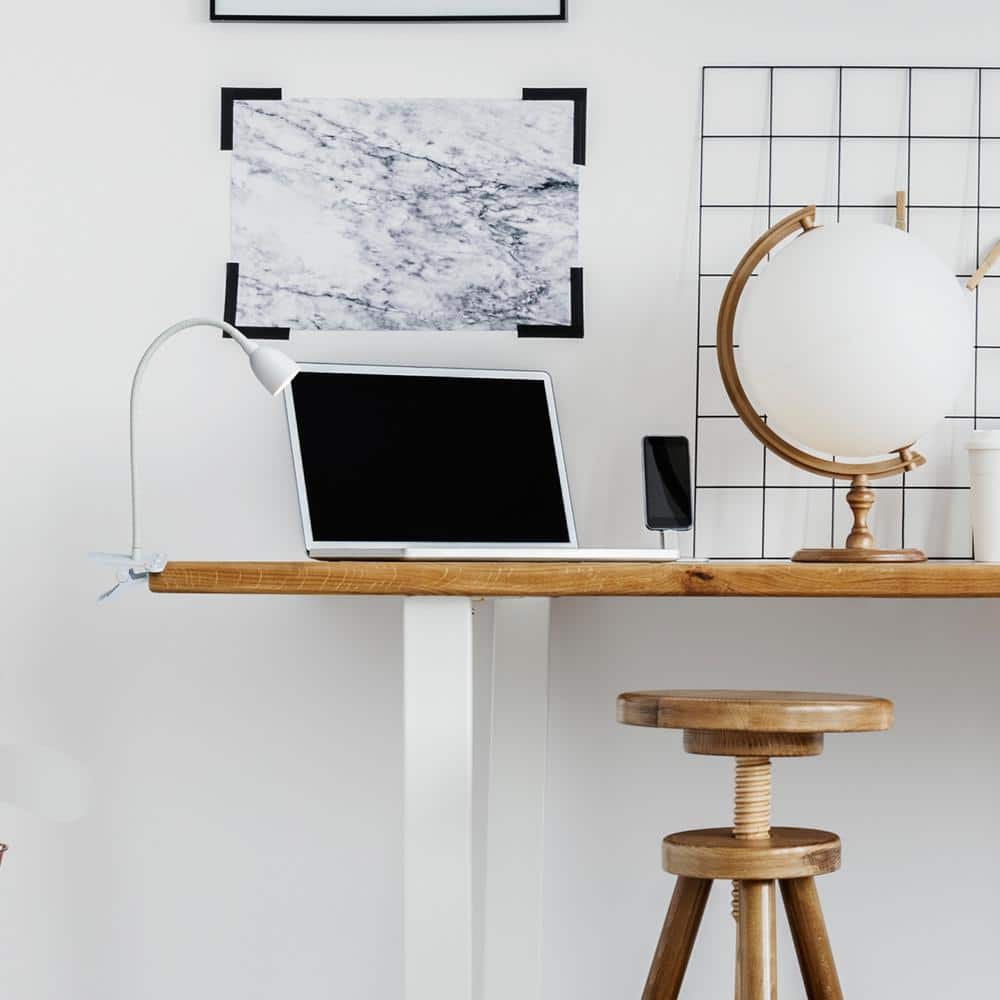White Adjustable Clip-on Arc LED Desk Lamp