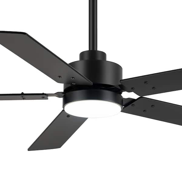 48 in. Indoor Black Ceiling Fans with Adjustable White Integrated LED with 5-Reversible Blades and Remote Included