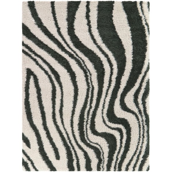 Elysia Green 5 ft. 3 in. x 7 ft. Striped Area Rug