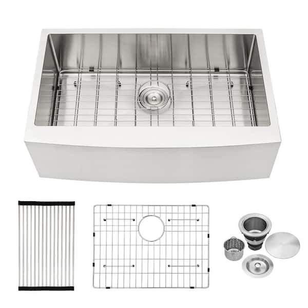 OLUMAT 30 in. Farmhouse Single Bowl Stainless Steel Kitchen