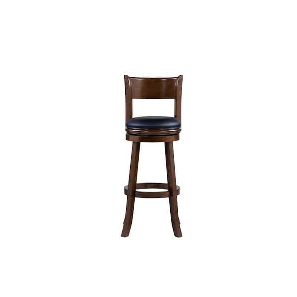 34 in. Palmetto Extra Tall High Back Wood Swivel Bar Stool - Cappuccino Finish