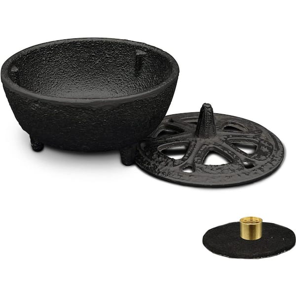 Afoxsos Cast Iron Incense Burner with Lid and Accessories for Sticks, Resin, Cones