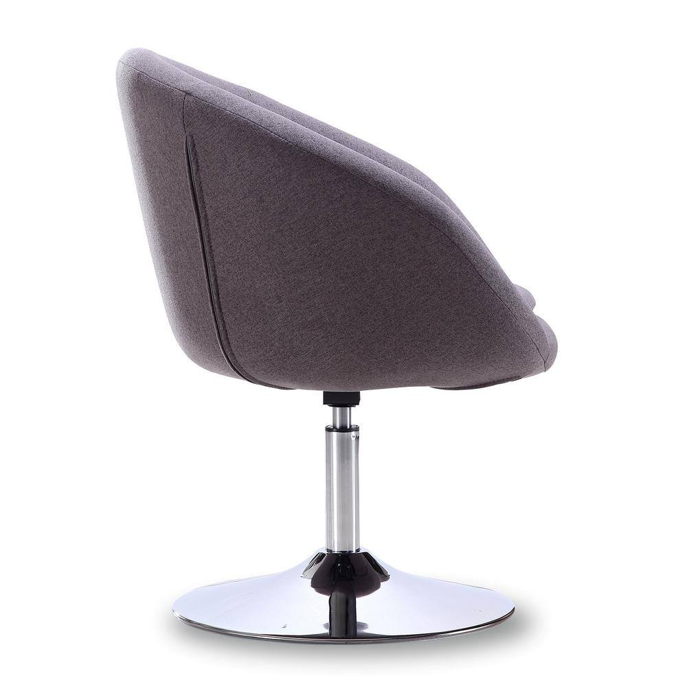 Hopper Minimalistic Gray Polyester Twill Swivel Chair with Chrome Base