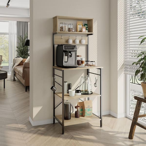 23.62 in. Oak Baker's Rack with Microwave Compatibility