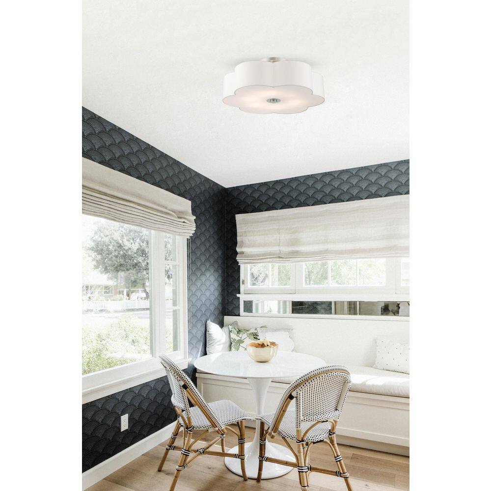 Chelsea Brushed Nickel 6-Light Semi-Flush Mount with Scalloped Shade