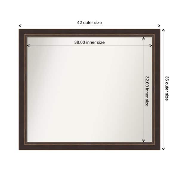 Amanti Art Lara Bronze 42.5 in. x 36.5 in. Custom Non-Beveled Wood FramedBathroom Vanity Wall Mirror