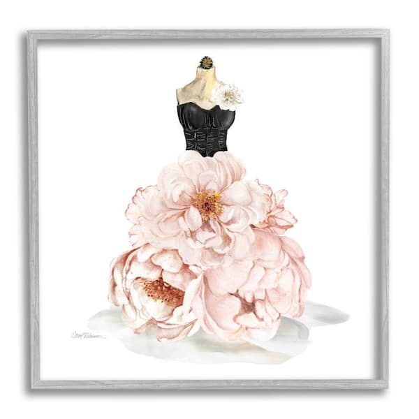 Stupell Industries Pink Peonies Floral Dress Black Corset Mannequin by  Carol Robinson Framed Abstract Wall Art Print 12 in. x 12 in.  af-551_gff_12x12 - The Home Depot