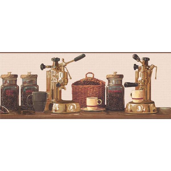 Dundee Deco Falkirk Dandy II Maroon Brown Coffee Kitchen Peel and Stick Wallpaper  Border DDHDBD9188 - The Home Depot