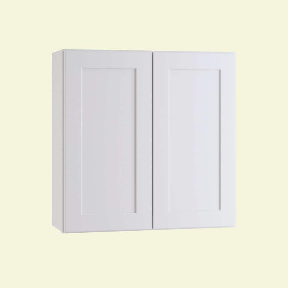 Home Decorators Collection Newport Assembled 30 X 30 X 12 In Plywood Shaker Wall Kitchen Cabinet Soft Close In Painted Pacific White W3030 Npw The Home Depot