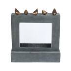 Gray Cement Waterfall and Bronze Birds Outdoor Waterfall Fountain with LED Light