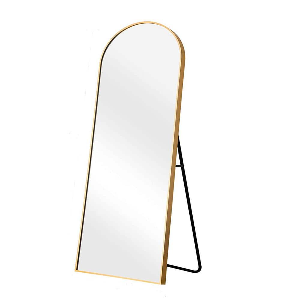 22 in. W x 65 in. H Arched Aluminum Modern Alloy Thin Frame Gold Mirror
