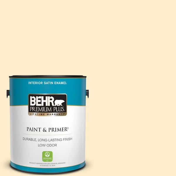 BEHR PREMIUM PLUS 1 gal. #P270-1 Honey Infusion Satin Enamel Low Odor Interior Paint & Primer