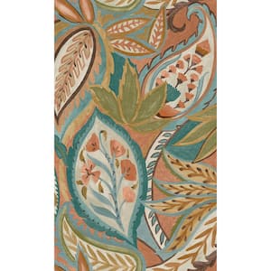 Orange Paisley All Over Tropical Non-Woven Paper Non-Pasted the Wall Double Roll Wallpaper