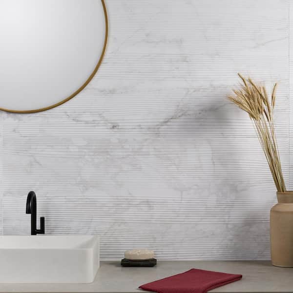 Ivy Hill Tile Signet Vibe Oro White 8 in. x 0.35 in. Textured