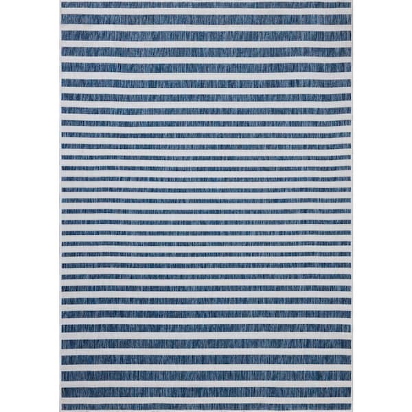 Easton Denim / Ivory 7 ft. 10 in. x 10 ft. Indoor/Outdoor Area Rug