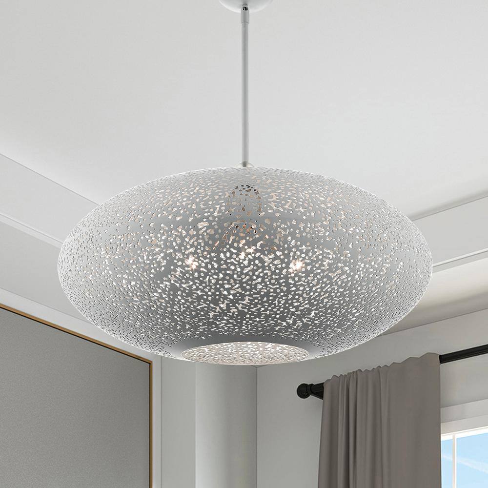 Nordic Gray Brushed Nickel 3-Light Crystal Globe Pendant