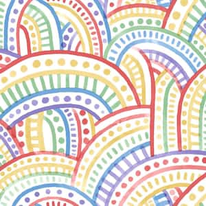 Retro Rainbow Multi-Colored Peel and Stick Wallpaper Sample