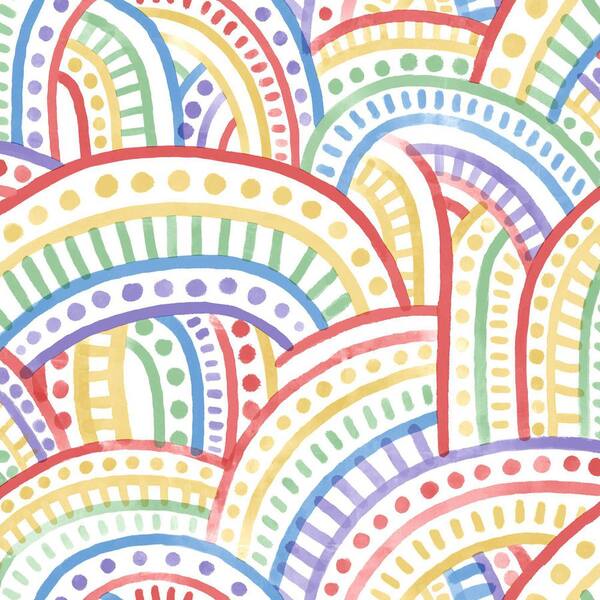 NuWallpaper Retro Rainbow Multi-Colored Peel and Stick Wallpaper Sample