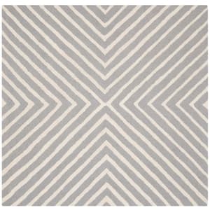 Cambridge Silver/Ivory 10 ft. x 10 ft. Square Striped Geometric Area Rug