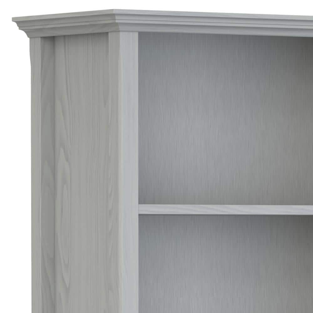 Fog Grey Solid Wood Adjustable 5-Shelf Bookcase