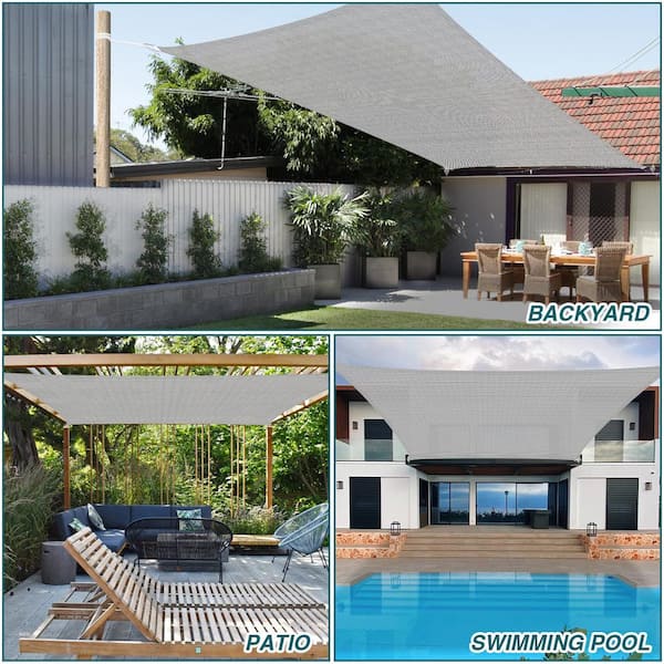 8 ft. x 8 ft. Square Heavy Weight Sun Shade Sail in Light Grey, 95% UV Blockage, Patio and Pool Cover